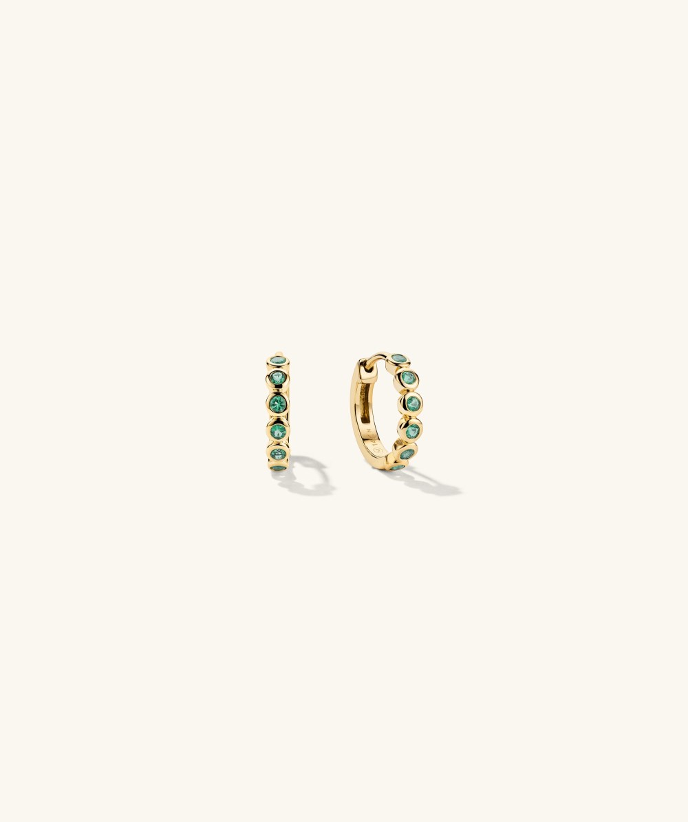 Mejuri Bezel Emerald Huggies - 14k Yellow Gold