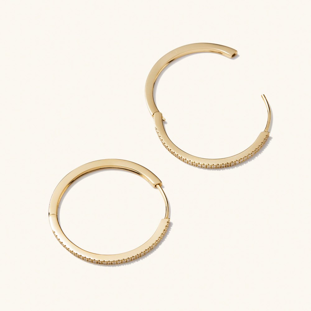 Mejuri Pavé Diamond Large Hoops - 14k Yellow Gold