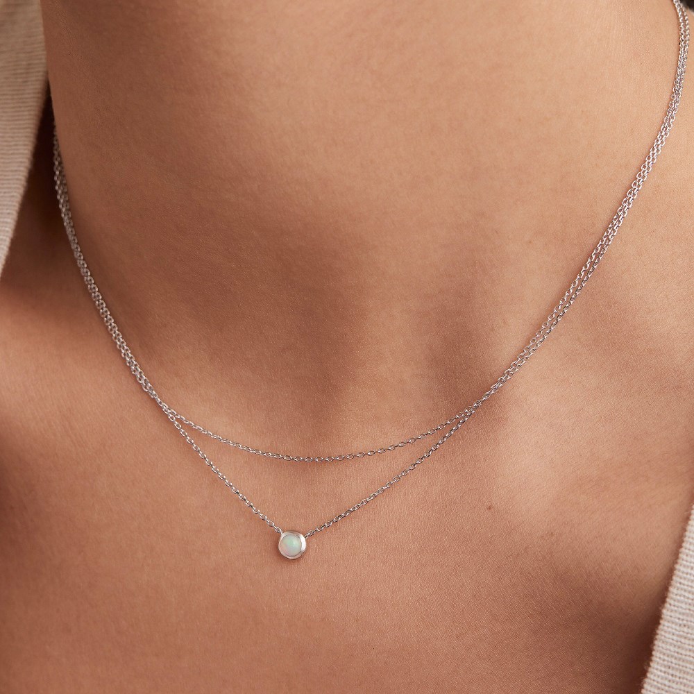 Mejuri Layered Opal Necklace - Sterling Silver