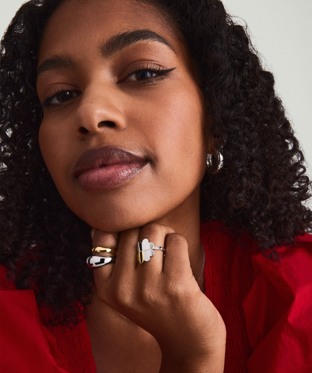 Mejuri Mejuri x GANNI Clover Wrap Ring - Sterling Silver, Gold Vermeil