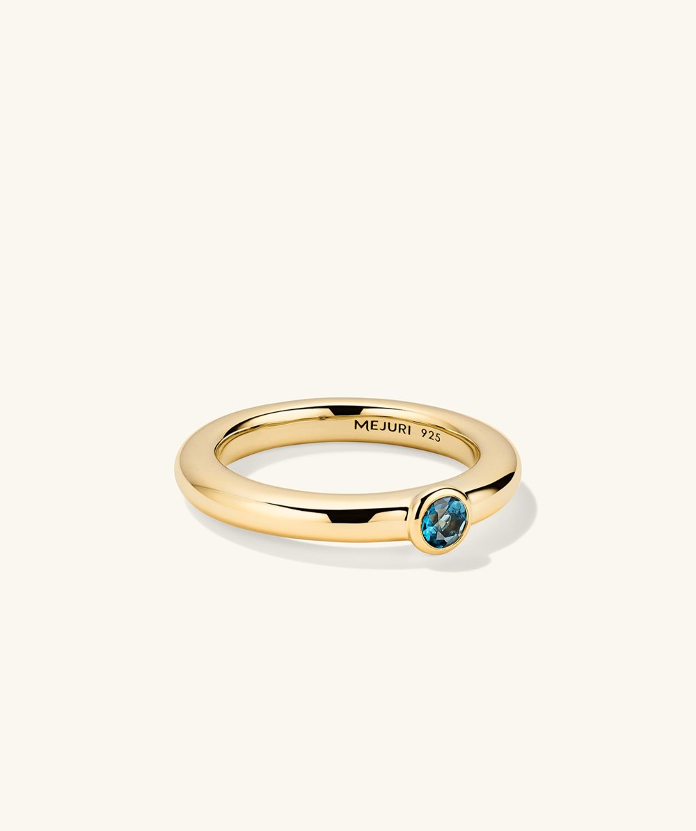 Mejuri Round Gemstone Stacker Ring - Gold Vermeil