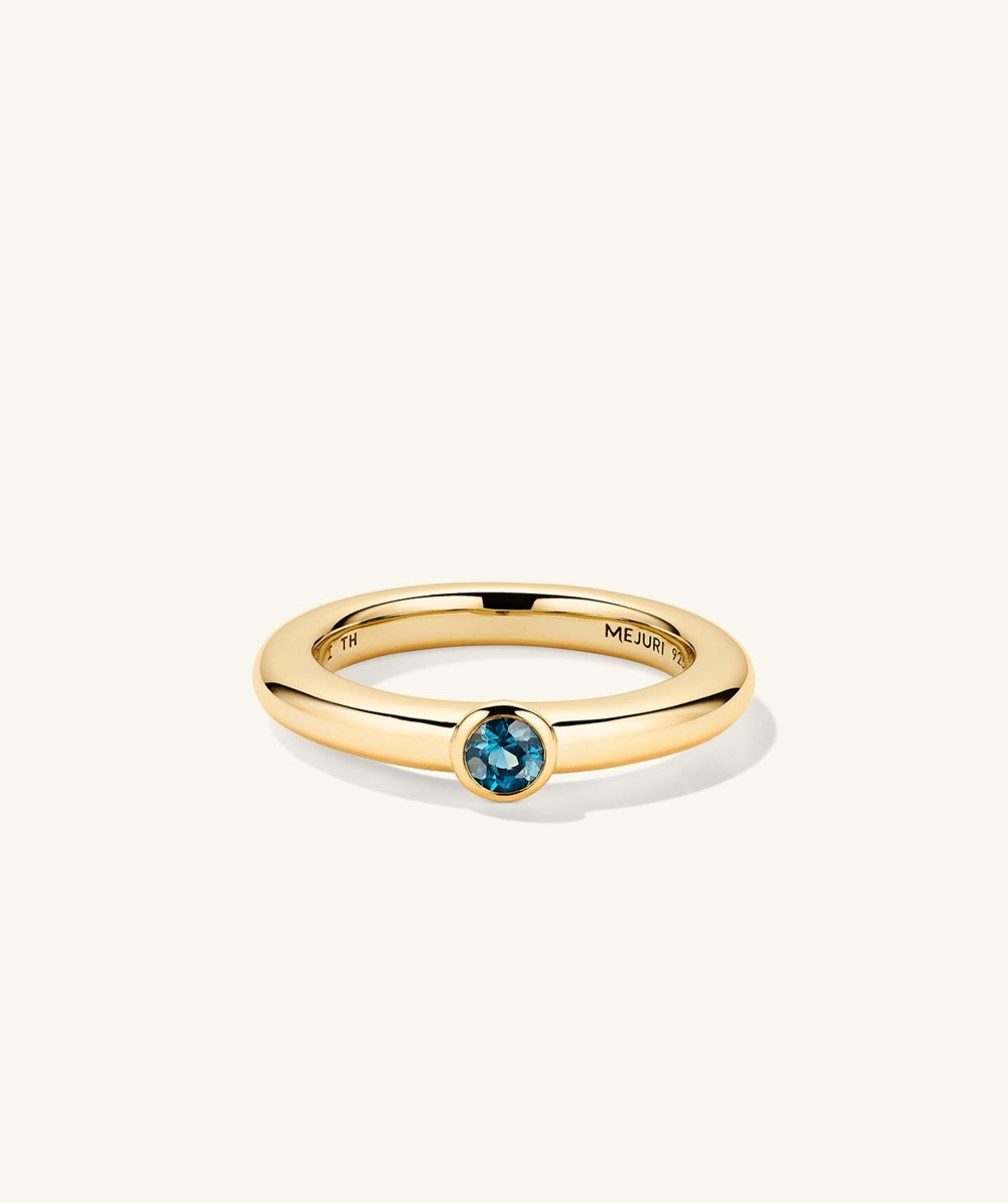 Mejuri Round Gemstone Stacker Ring - Gold Vermeil