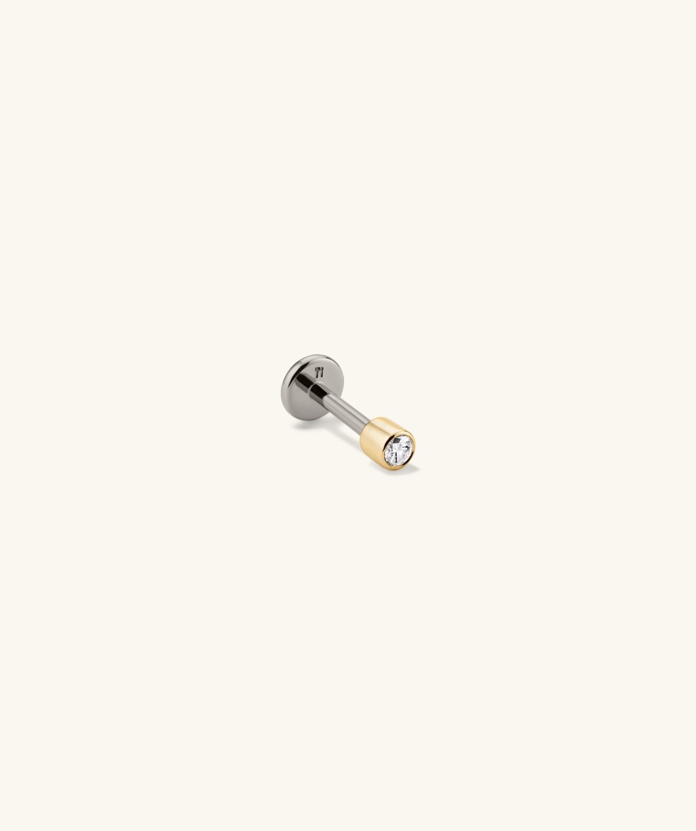 Mejuri Piercing Studio - Micro Diamond Flat Back Stud - 14k Yellow Gold