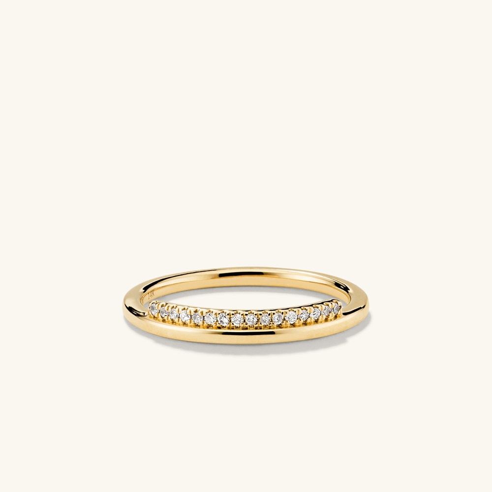 Mejuri Pavé Diamond Bar Stacker Ring - 14k Yellow Gold