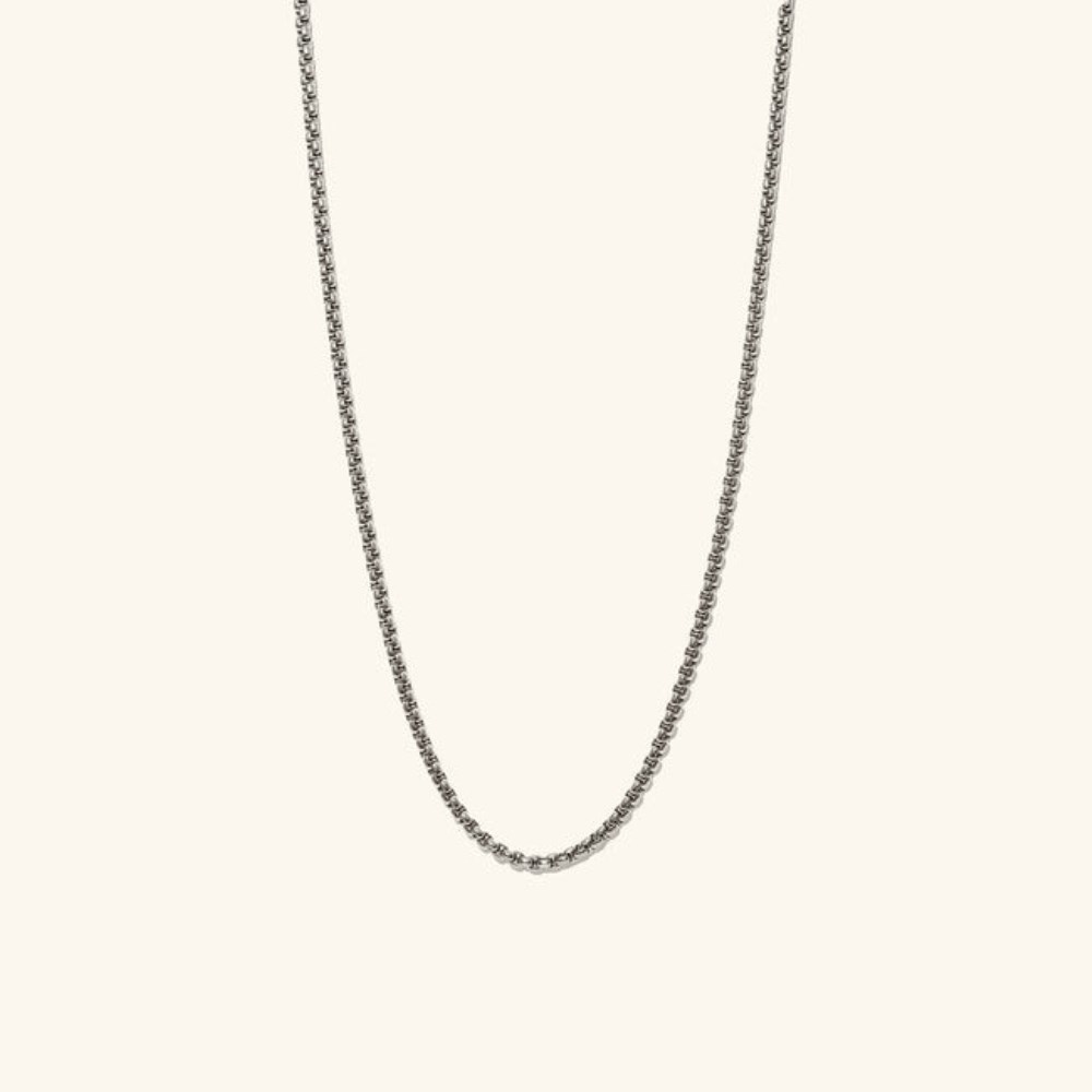 Mejuri Round Box Chain Necklace - Titanium