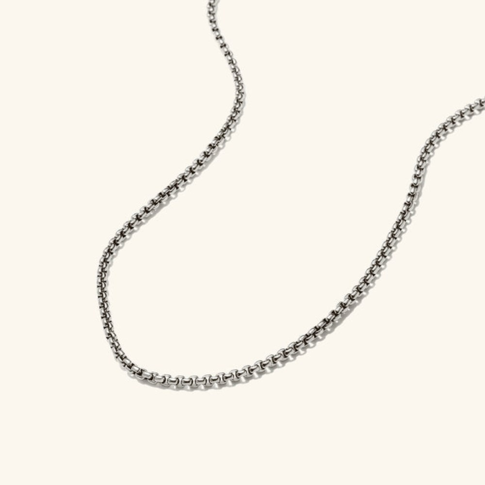 Mejuri Round Box Chain Necklace - Titanium