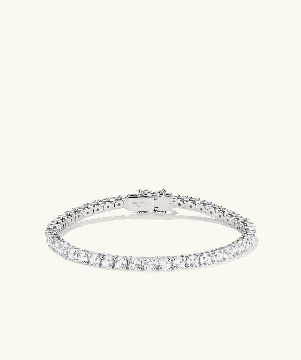 Mejuri Lab Grown Sapphire Tennis Bracelet - Sterling Silver