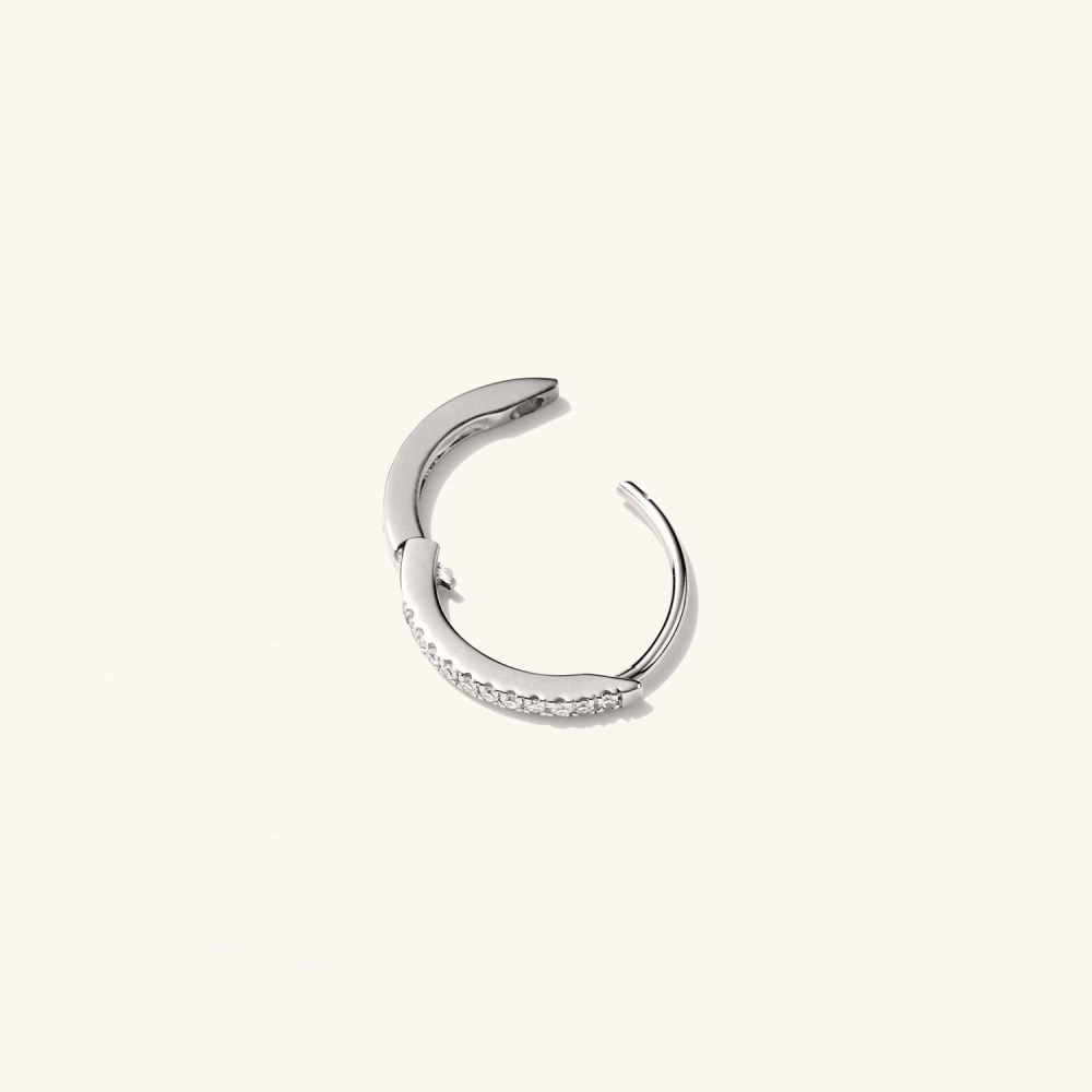 Mejuri Single Pavé Diamond Huggie Hoop - 14k White Gold
