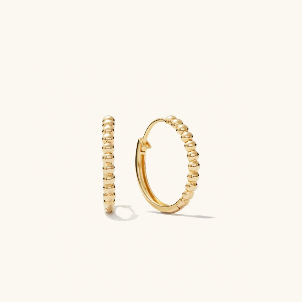Mejuri Beaded Medium Hoops - 14k Yellow Gold
