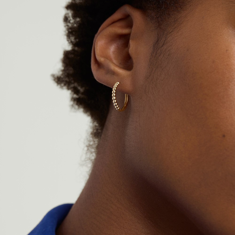 Mejuri Beaded Medium Hoops - 14k Yellow Gold