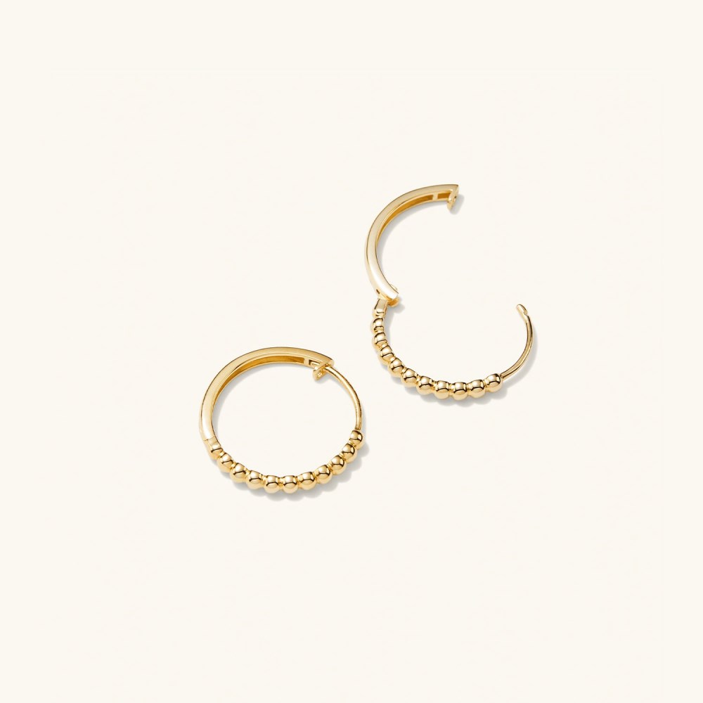 Mejuri Beaded Medium Hoops - 14k Yellow Gold