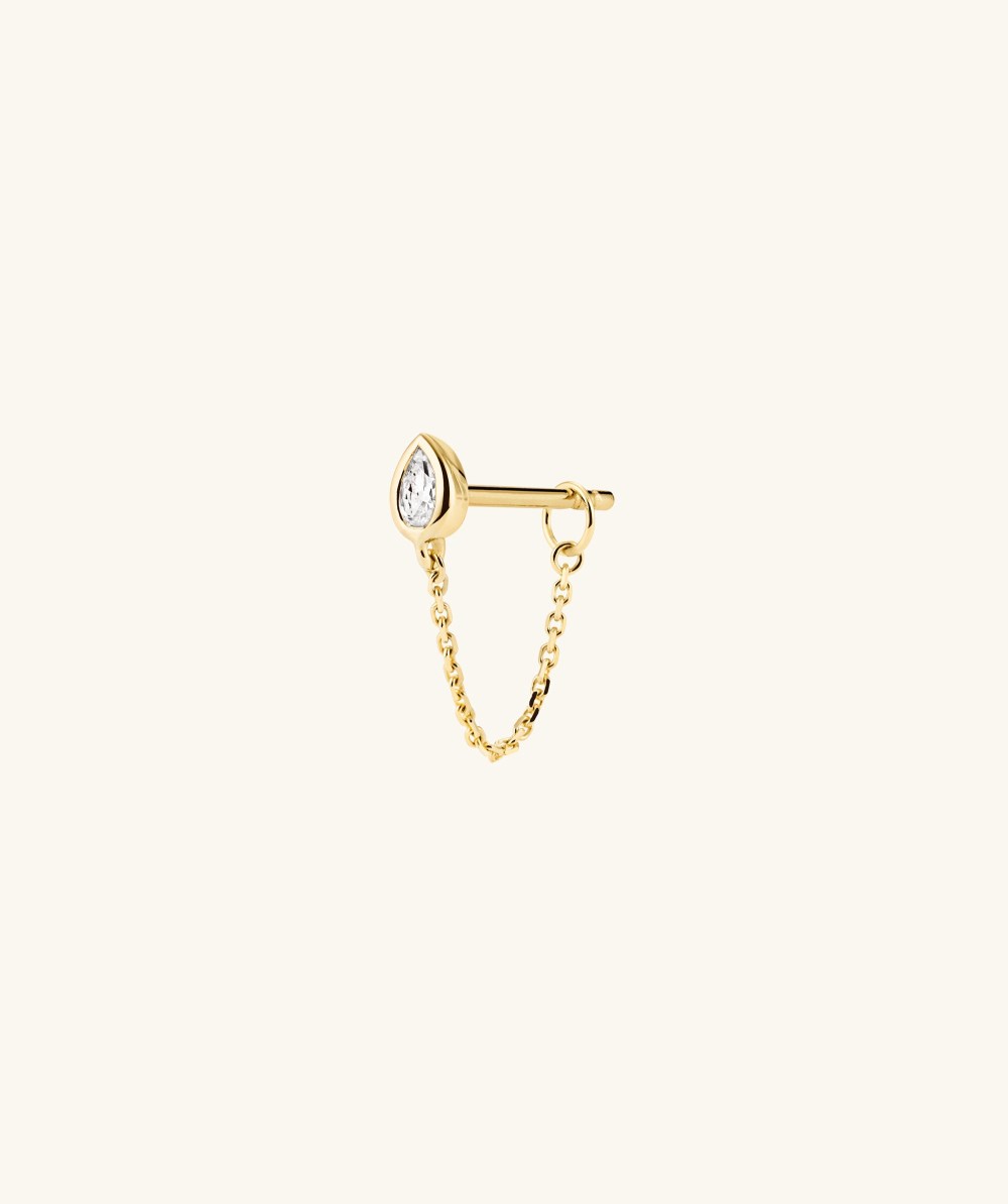 Mejuri Lab Grown Diamond Pear Chain Stud - 14k Yellow Gold