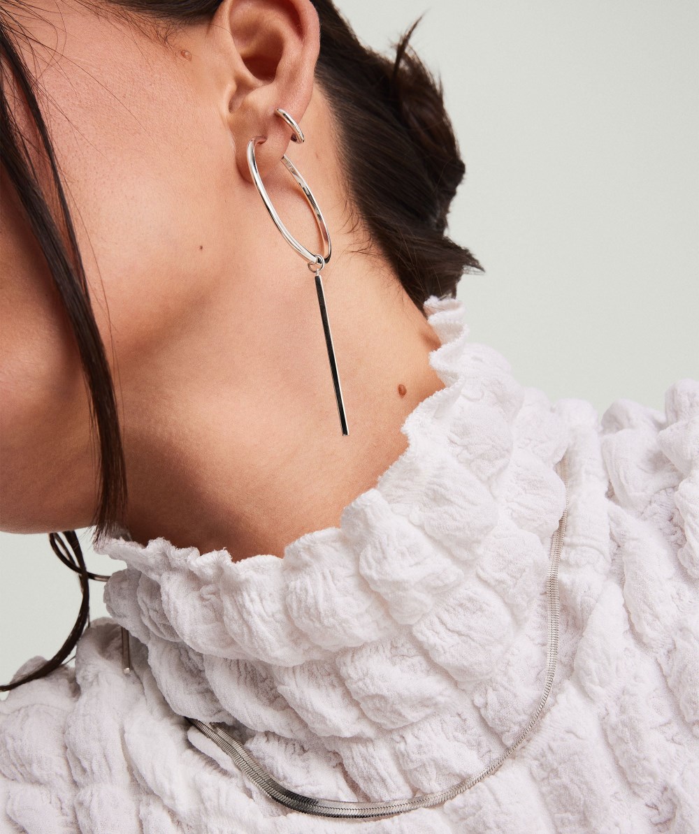 Mejuri XL Bar Hoop Charms - Sterling Silver