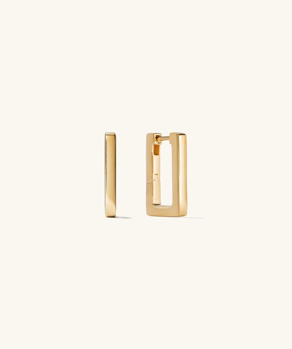 Mejuri Block Medium Hoops - Gold Vermeil