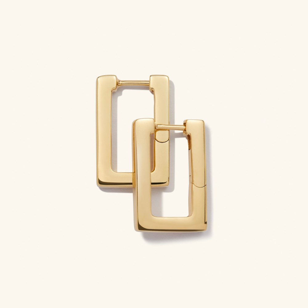 Mejuri Block Medium Hoops - Gold Vermeil