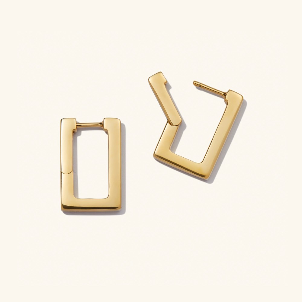 Mejuri Block Medium Hoops - Gold Vermeil