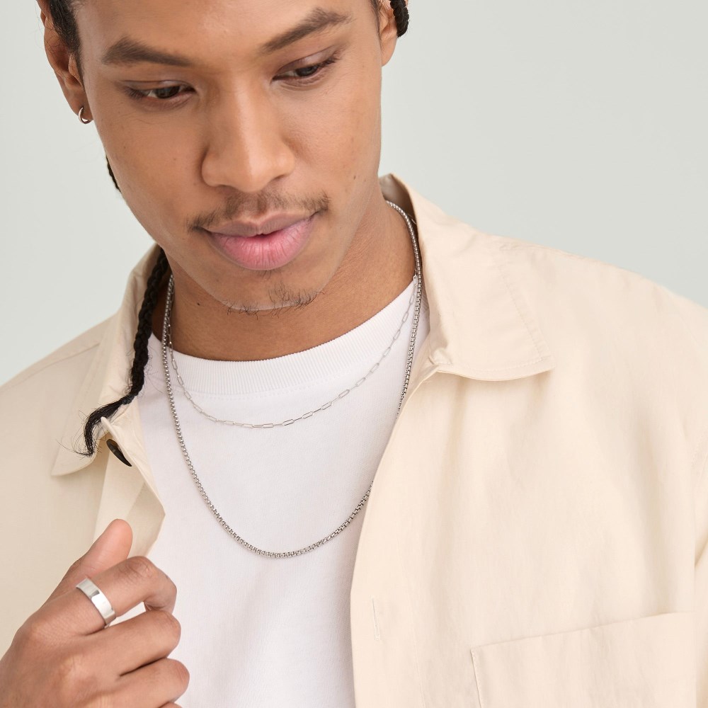 Mejuri Round Box Chain Necklace - Sterling Silver