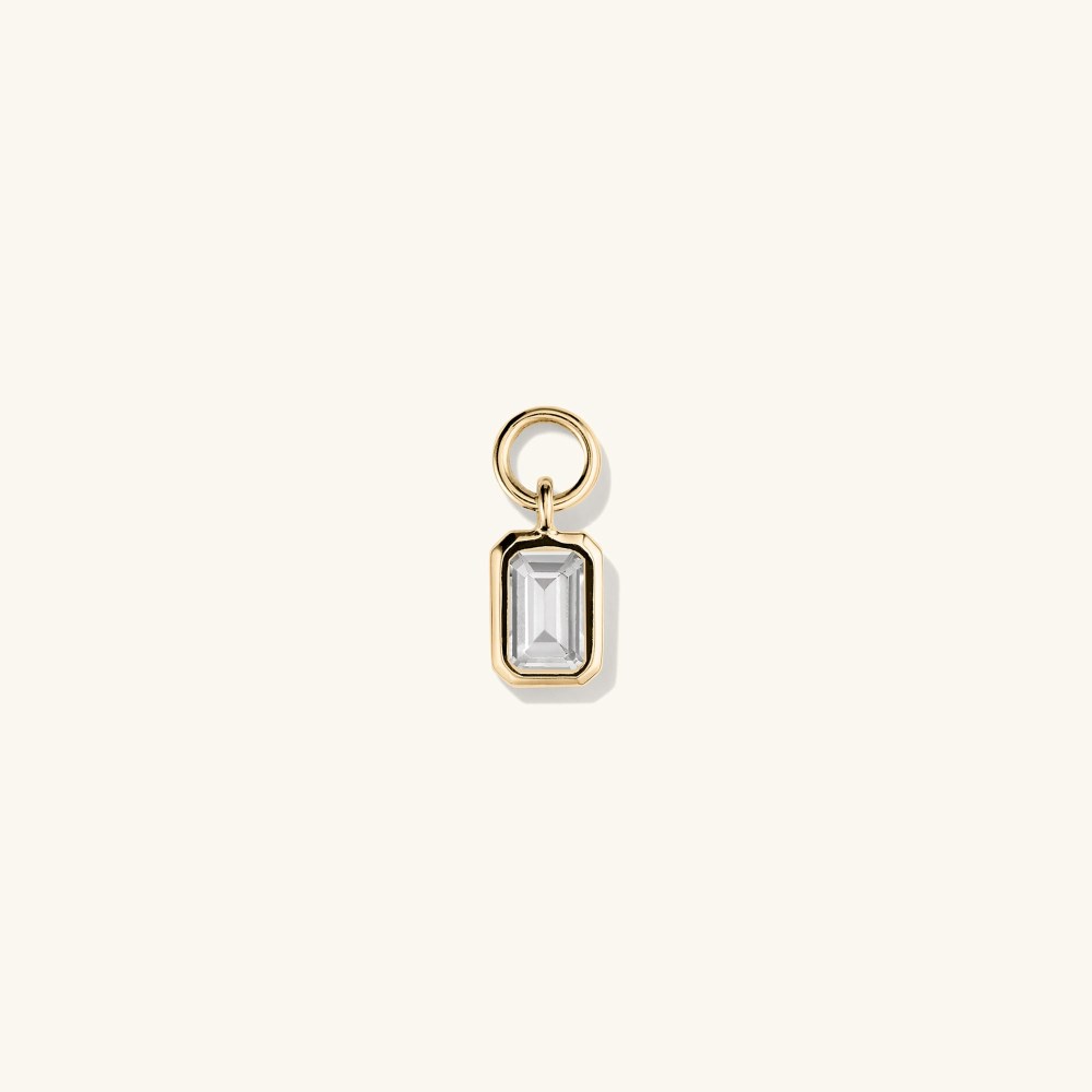 Mejuri Single Emerald Cut Gemstone Hoop Charm - 14k Yellow Gold