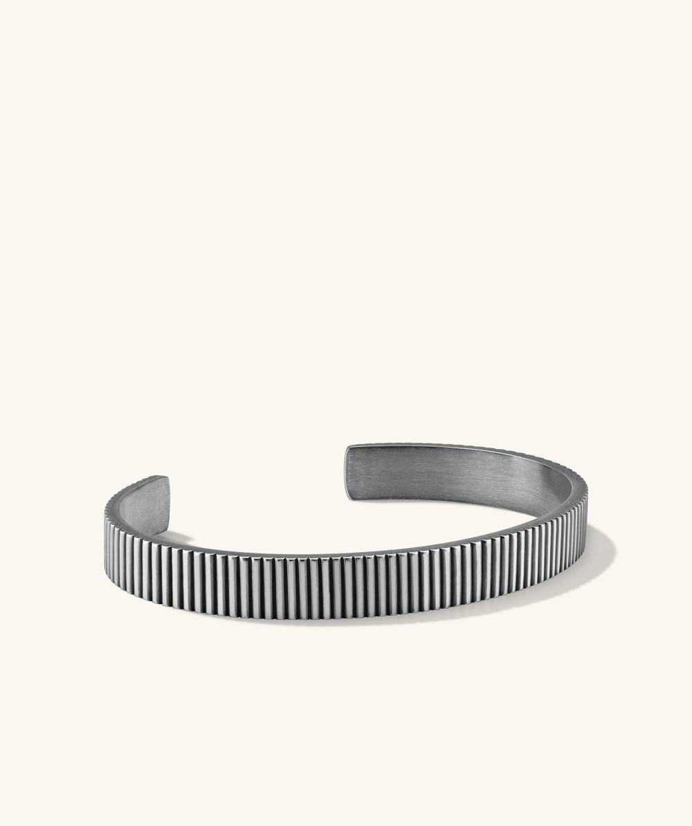 Mejuri Ribbed Cuff - Oxidized Sterling Silver