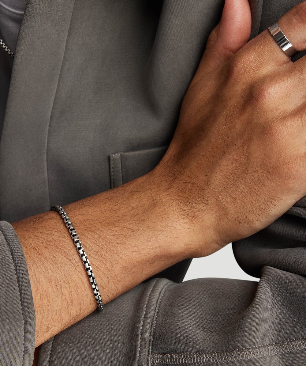 Mejuri Round Box Chain Bracelet - Oxidized Sterling Silver