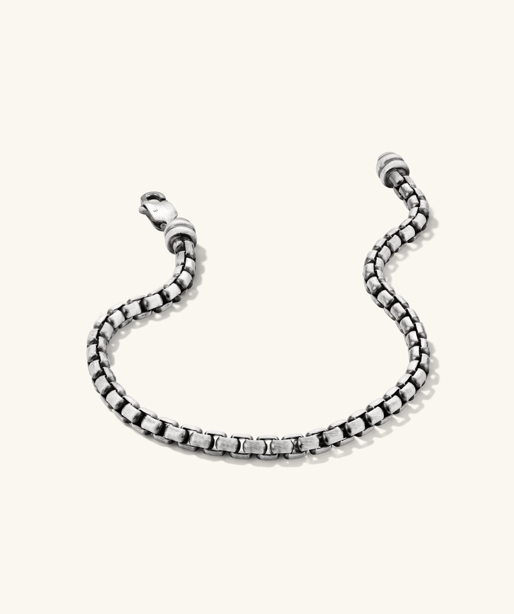 Mejuri Round Box Chain Bracelet - Oxidized Sterling Silver