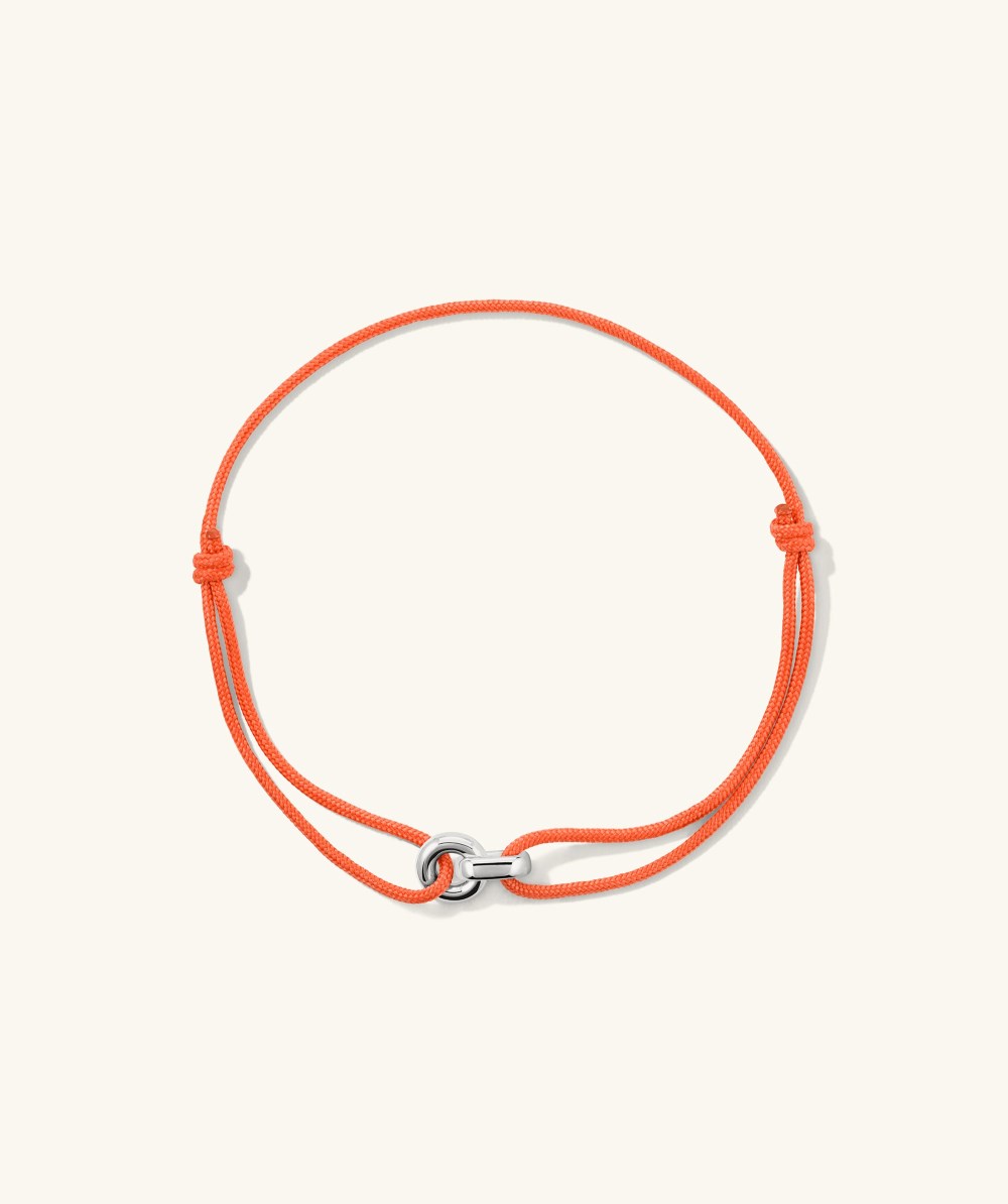 Mejuri Linked Cord Bracelet - Sterling Silver, Orange Cord