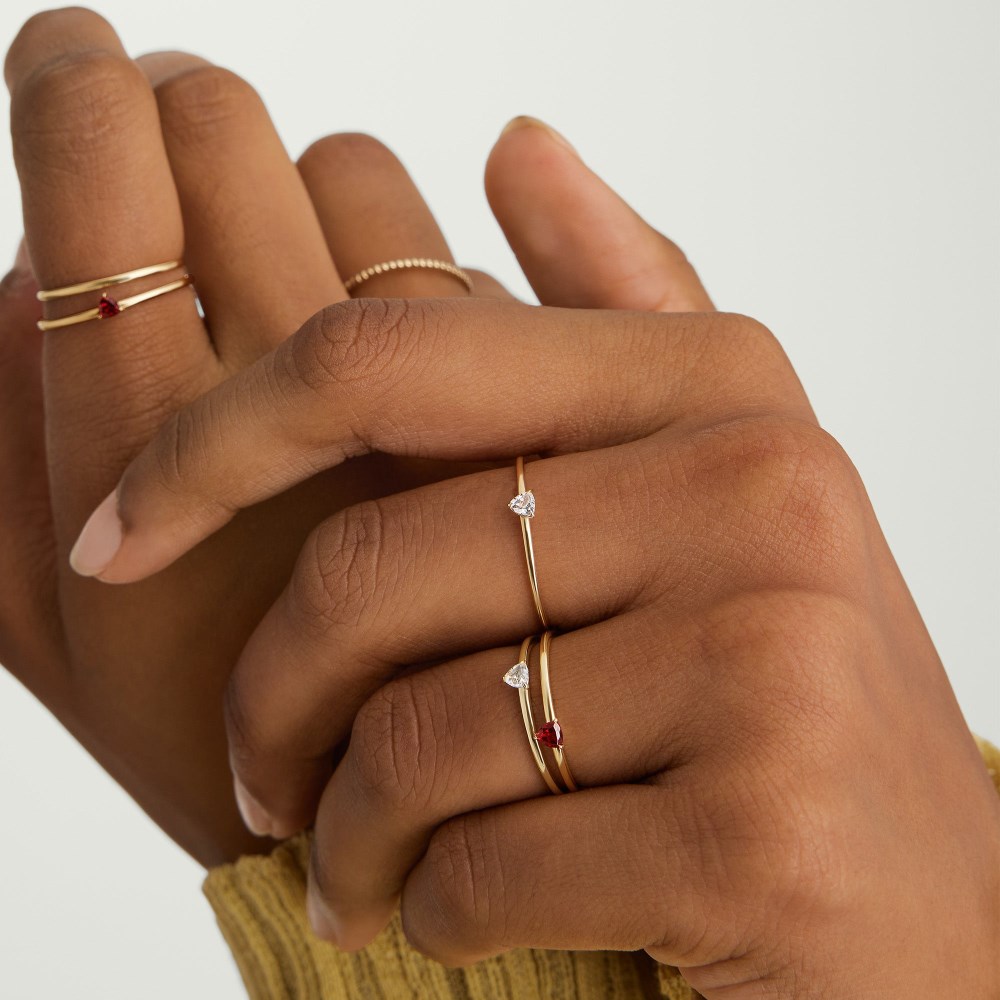 Mejuri Gemstone Trillion Stacker Ring - 14k Yellow Gold