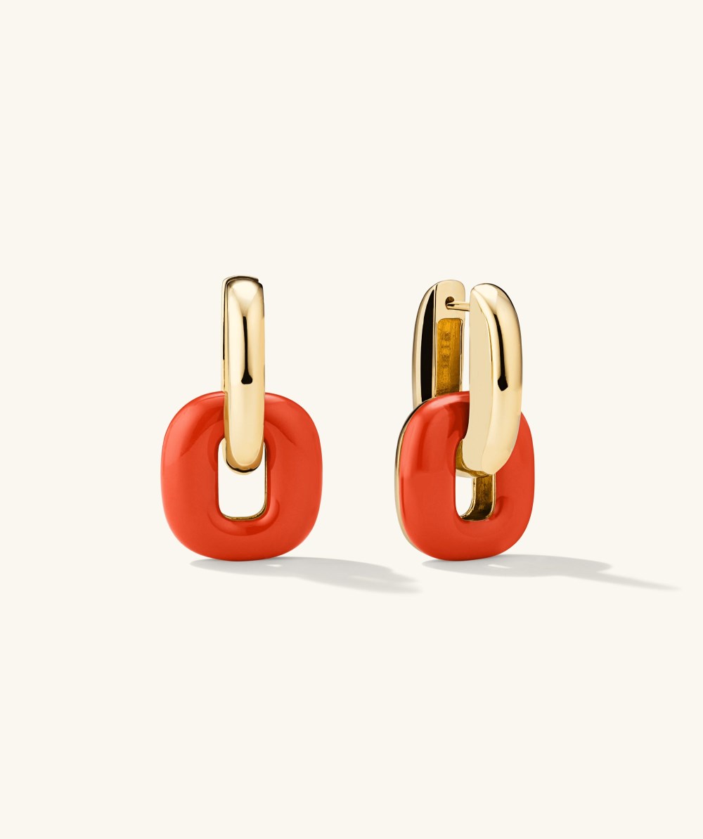 Mejuri Stevie Hoops - Gold Vermeil, Red Enamel
