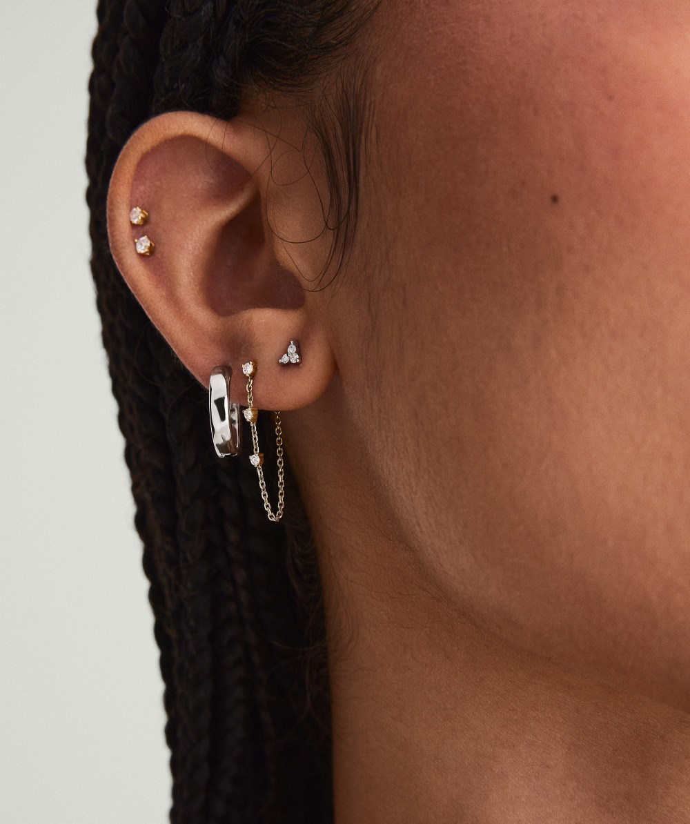 Mejuri Mini Lotus Diamond Studs - 14k White Gold