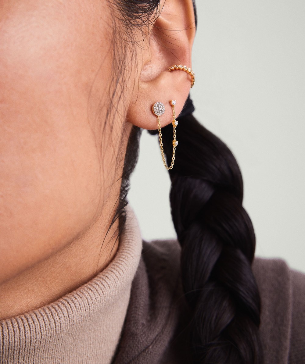 Mejuri Mini Diamond Chain Studs - 14k Yellow Gold