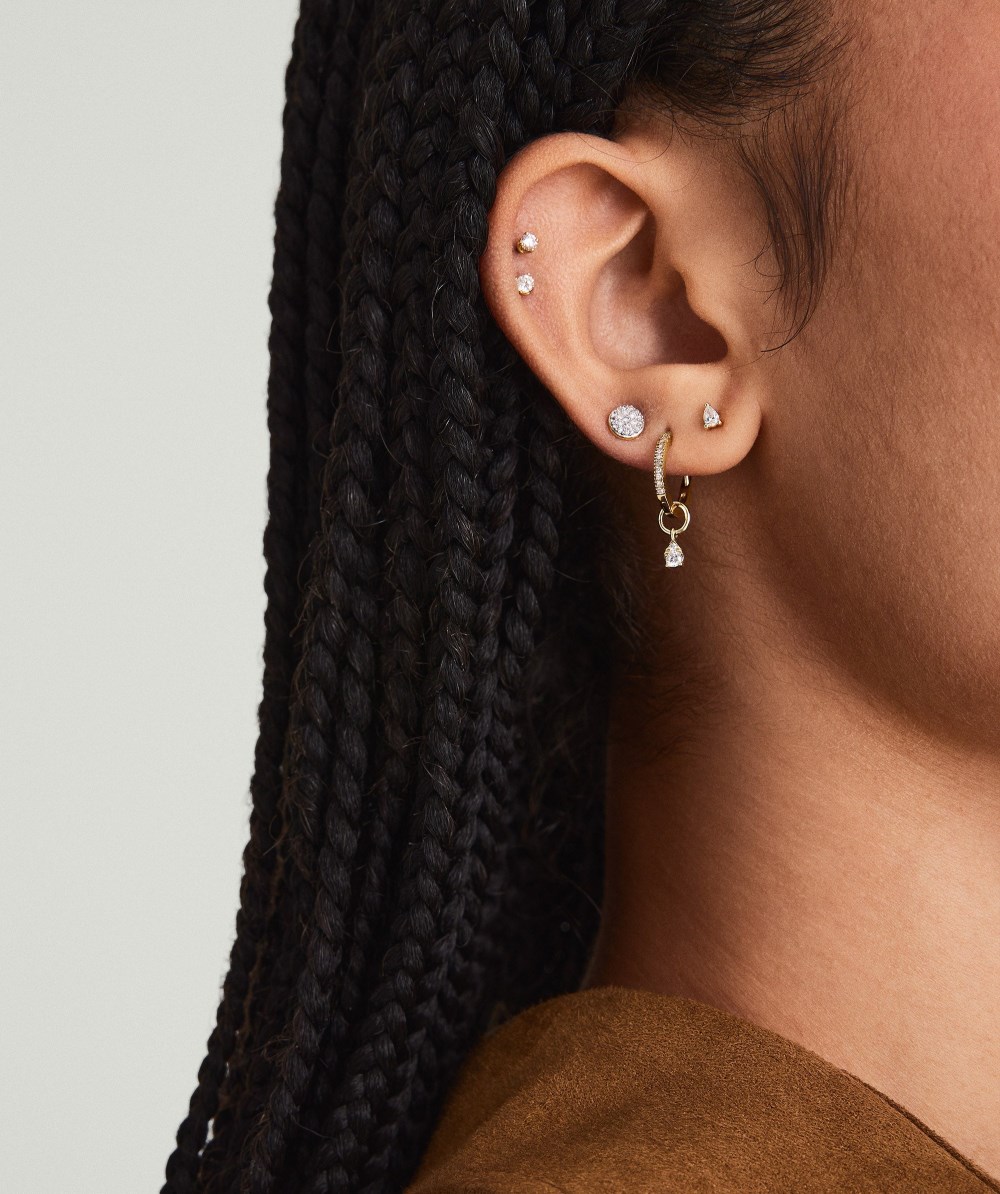 Mejuri Mini Pear Diamond Stud - 14k Yellow Gold