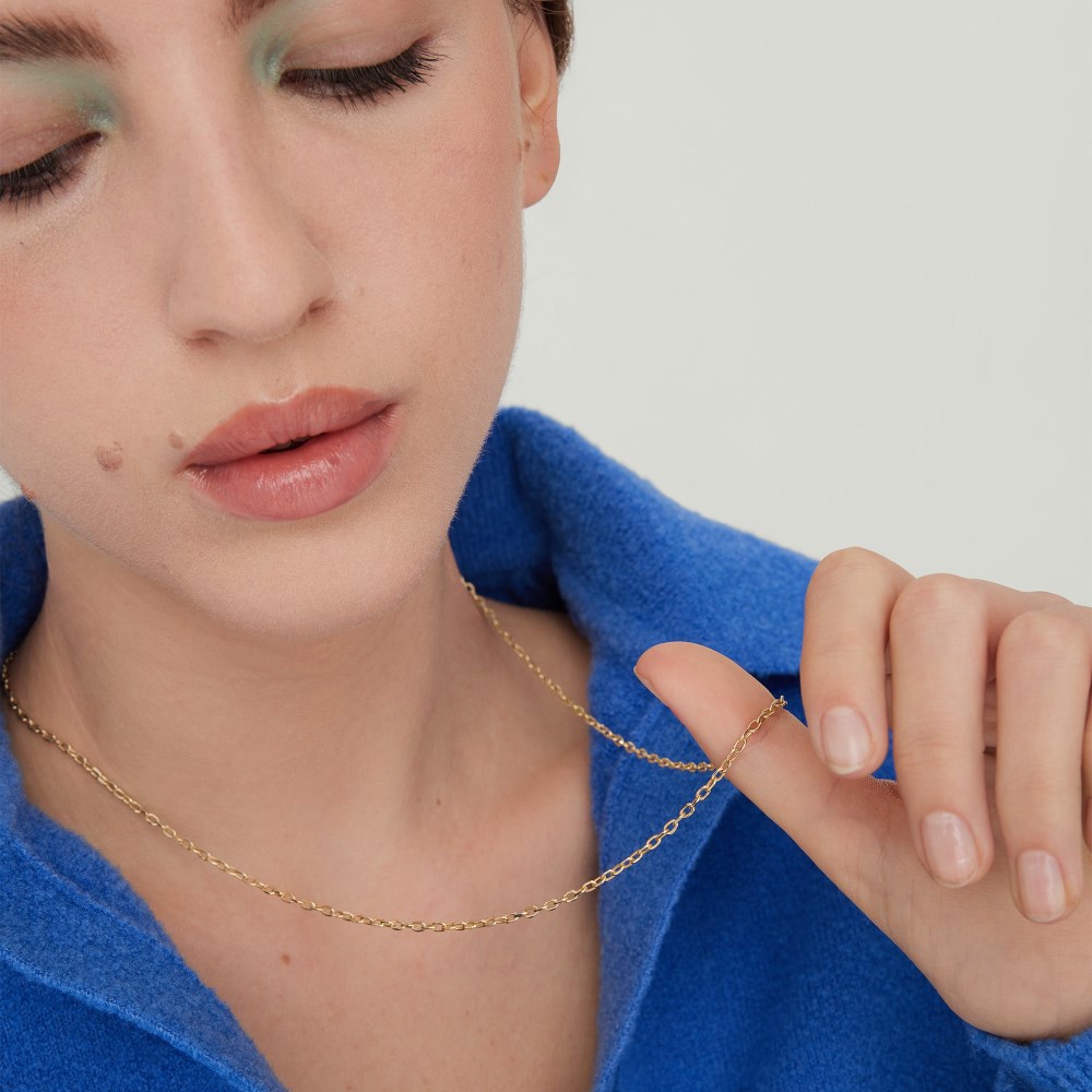 Mejuri Square Oval Chain Necklace - 14k Yellow Gold