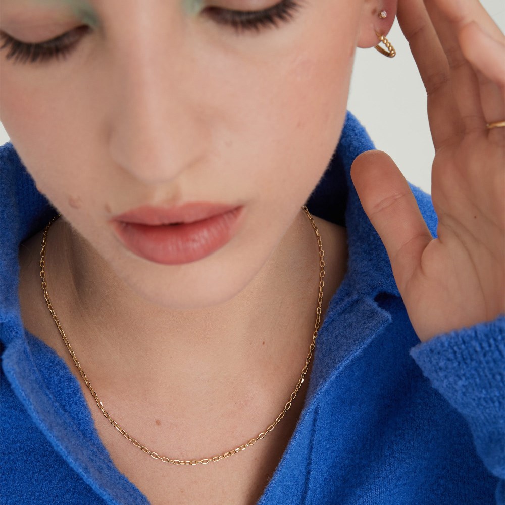 Mejuri Square Oval Chain Necklace - 14k Yellow Gold