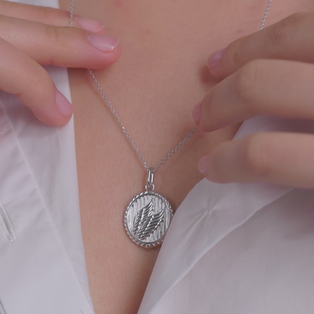 Mejuri Victory: Winged Coin Charm Pendant - Sterling Silver, Black Onyx