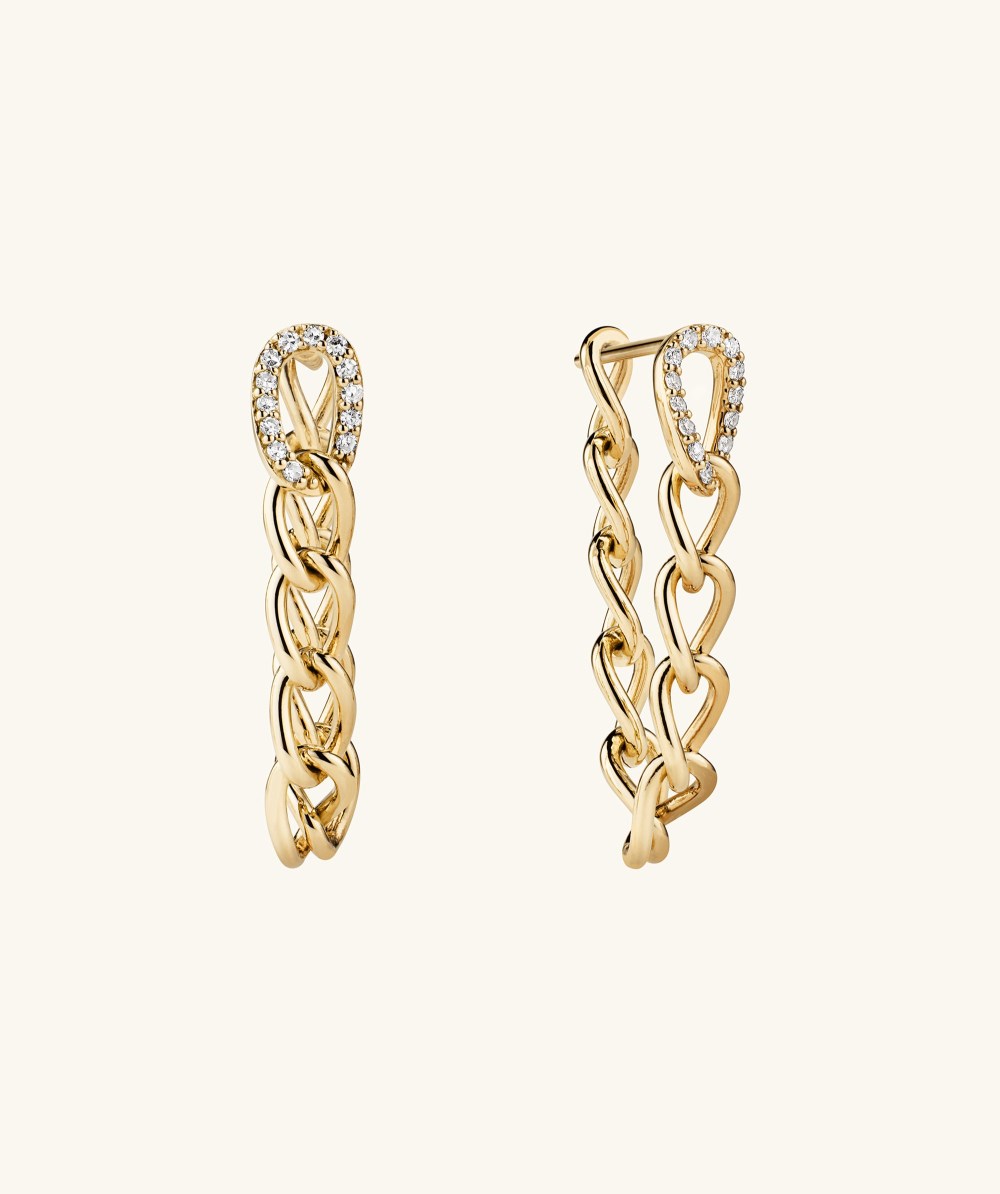 Mejuri Pavé Diamond Oversized Curb Earrings - 14k Yellow Gold