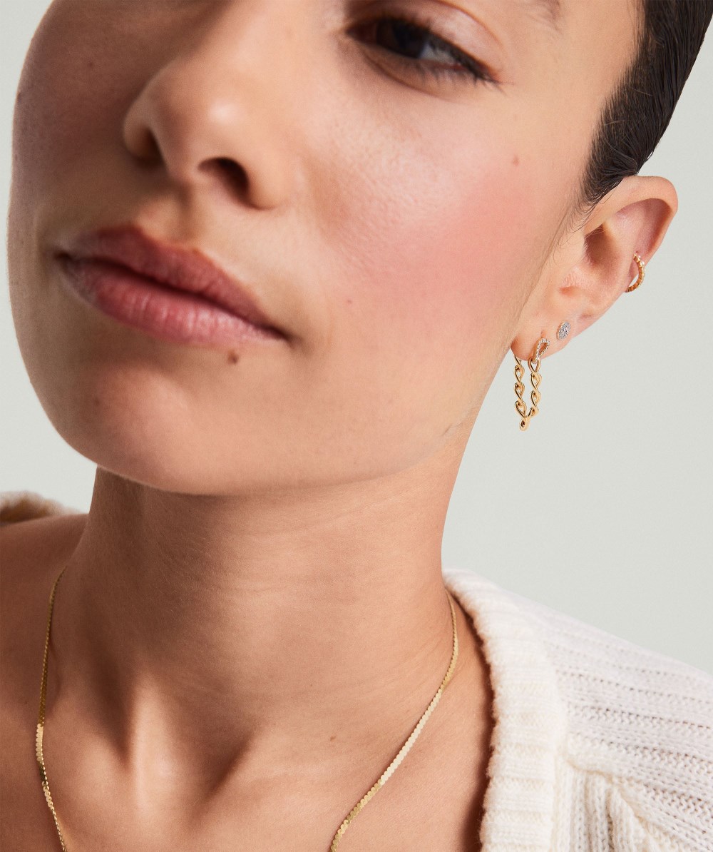 Mejuri Pavé Diamond Oversized Curb Earrings - 14k Yellow Gold