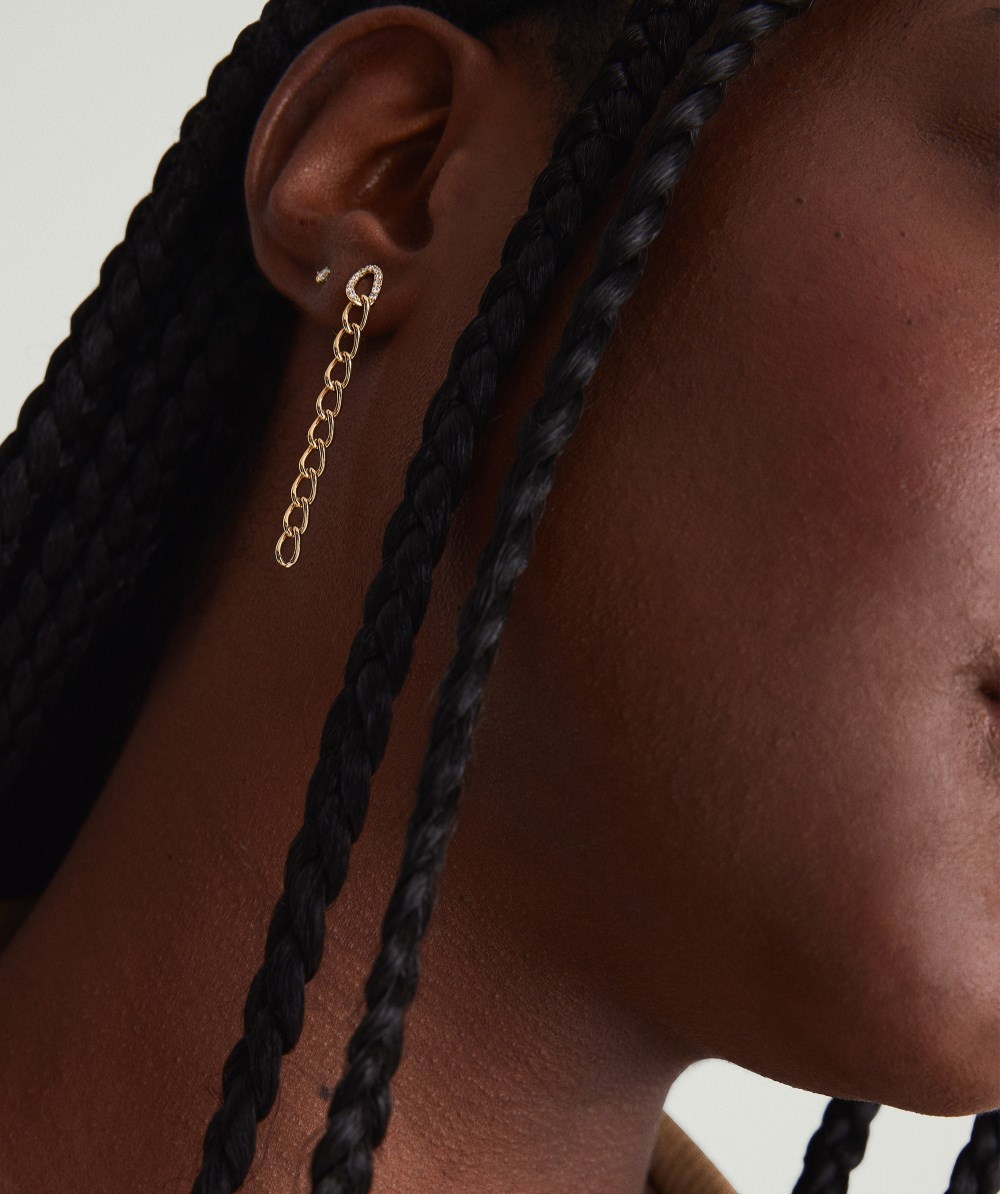 Mejuri Pavé Diamond Oversized Curb Earrings - 14k Yellow Gold