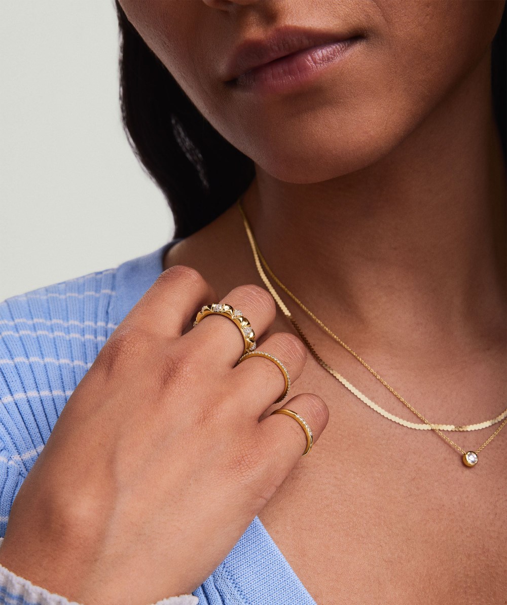 Mejuri Patra Pavé Diamond Ring - 14k Yellow Gold