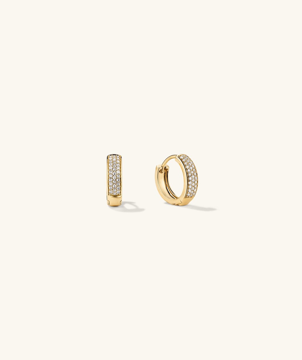 Mejuri Bold Pavé Diamond Huggie Hoops - 14k Yellow Gold