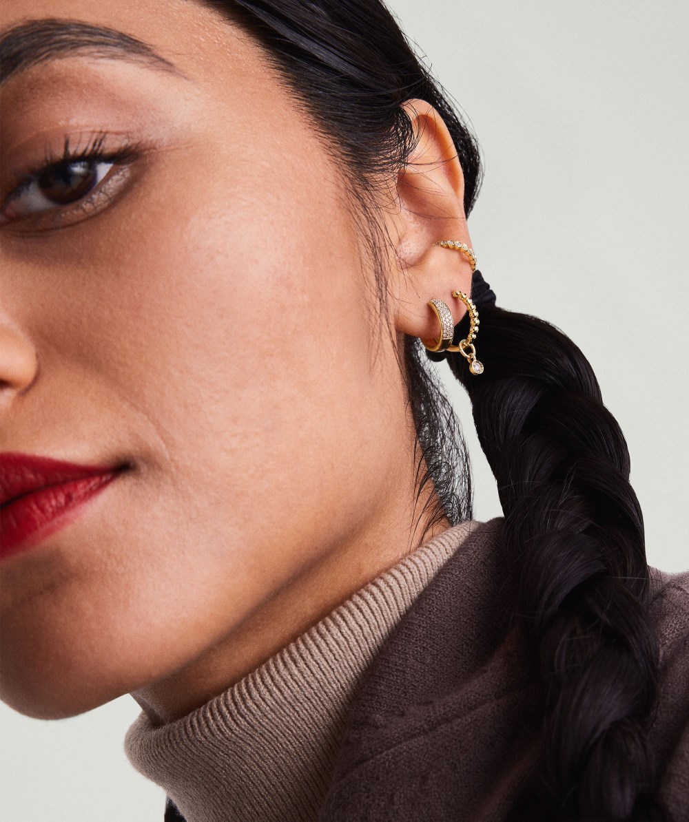 Mejuri Bold Pavé Diamond Huggie Hoops - 14k Yellow Gold