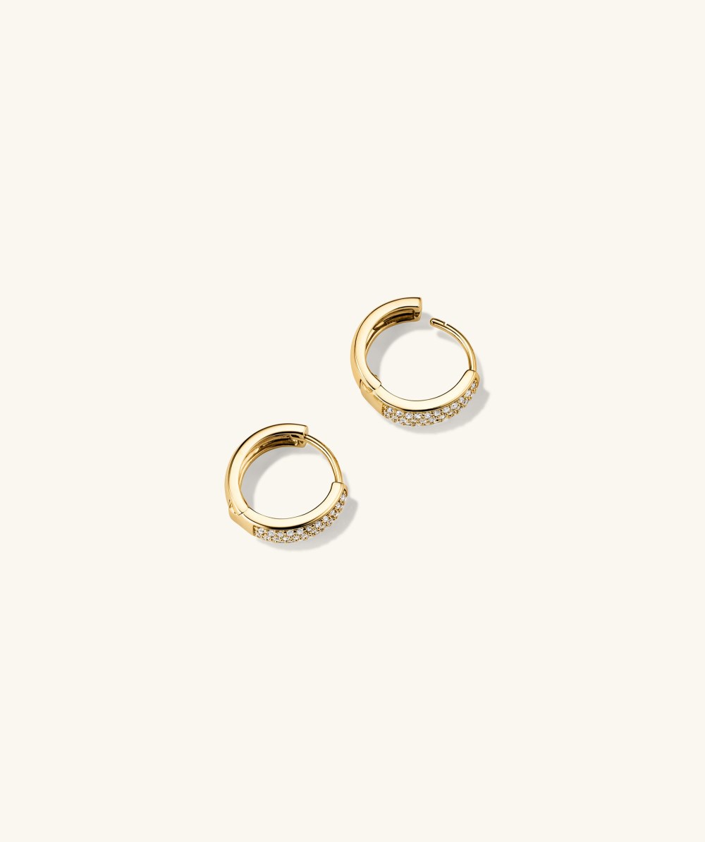 Mejuri Bold Pavé Diamond Huggie Hoops - 14k Yellow Gold