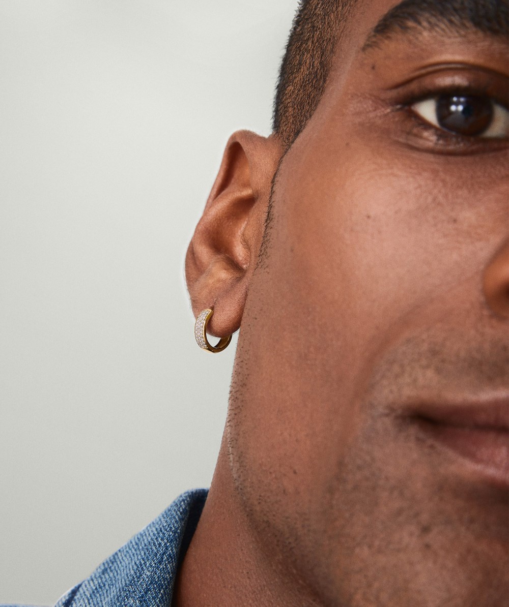 Mejuri Bold Pavé Diamond Huggie Hoops - 14k Yellow Gold