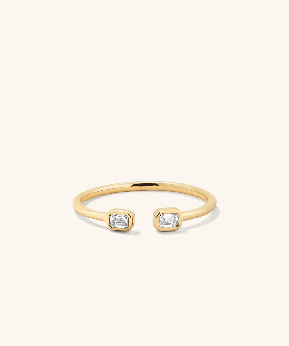 Mejuri Lab Grown Diamond Emerald Cut Open Ring - 14k Yellow Gold