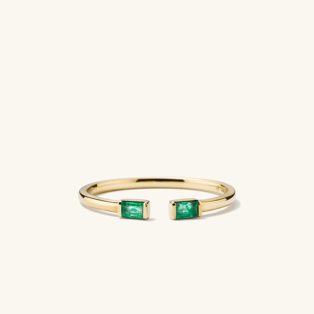 Mejuri Baguette Emerald Open Ring - 14k Yellow Gold