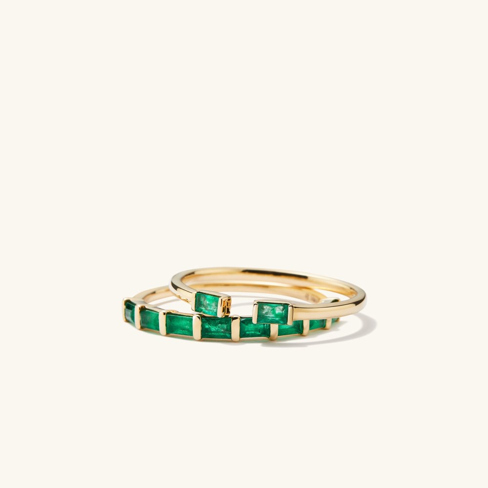 Mejuri Baguette Emerald Open Ring - 14k Yellow Gold