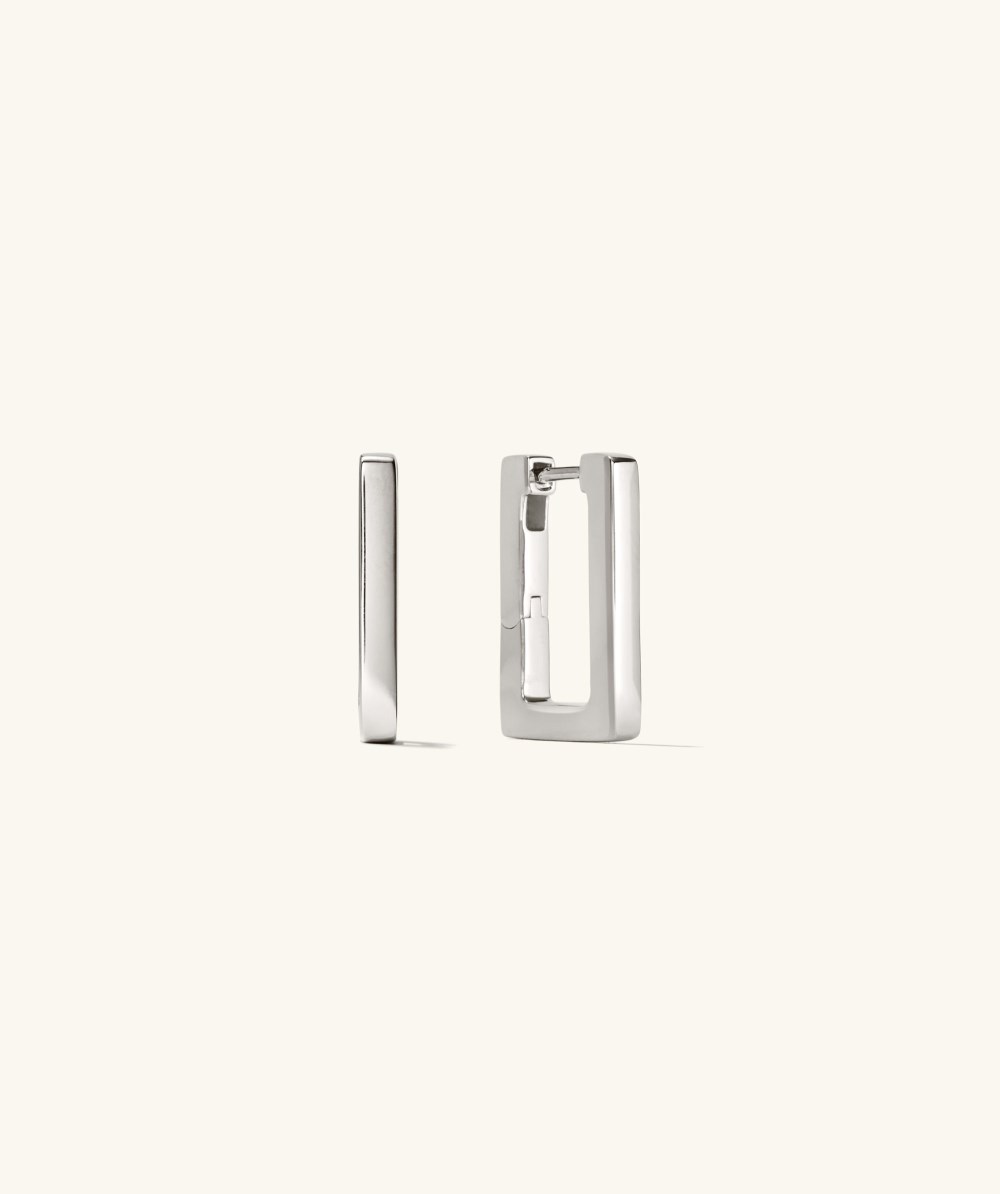 Mejuri Block Medium Hoops - Sterling Silver