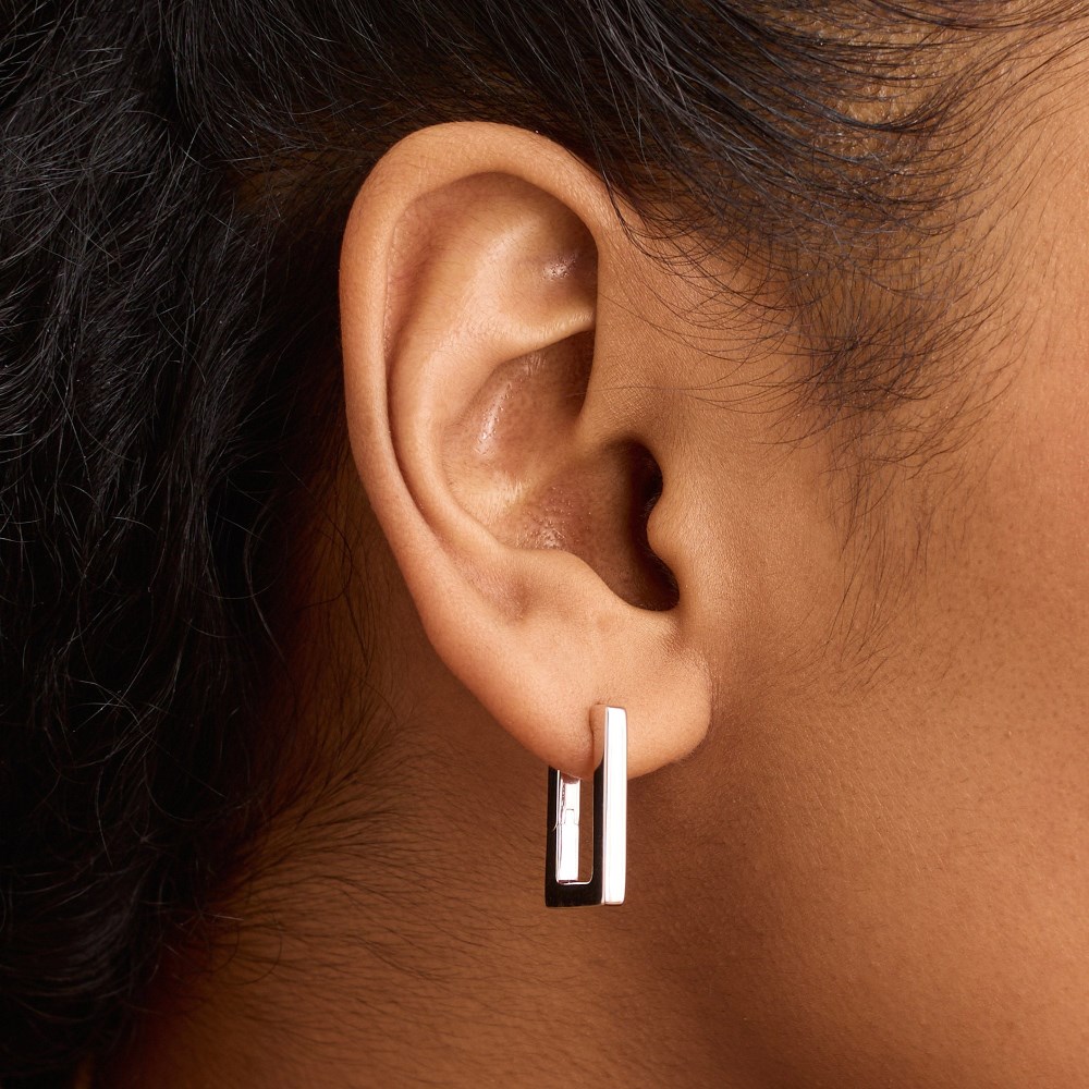 Mejuri Block Medium Hoops - Sterling Silver