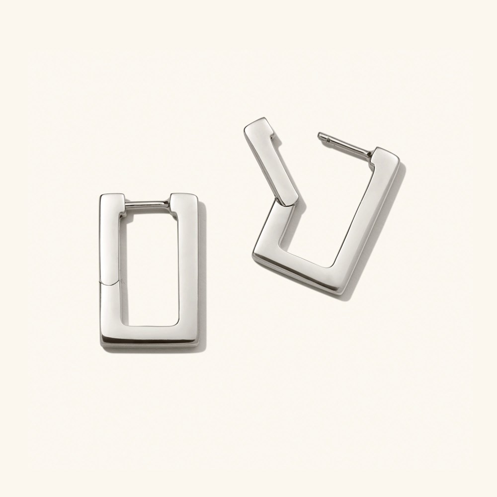 Mejuri Block Medium Hoops - Sterling Silver