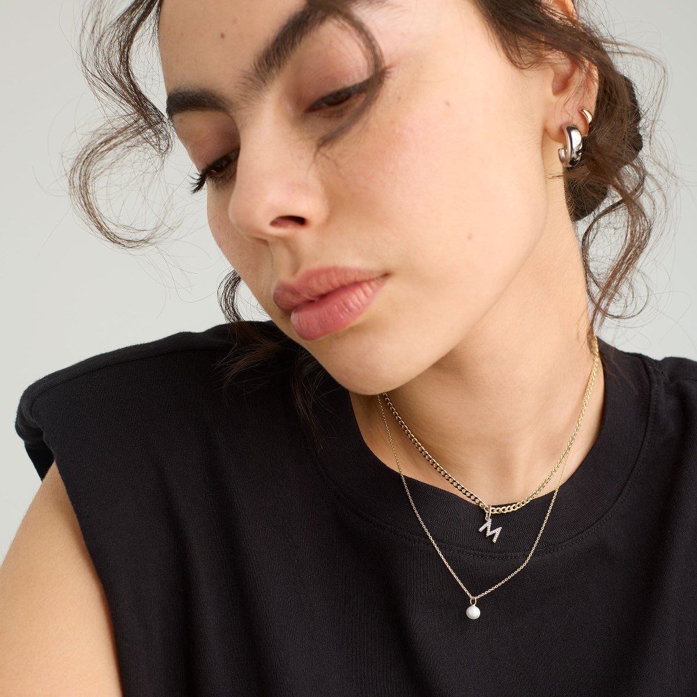 Mejuri Mini Pearl Pendant Necklace - Gold Vermeil