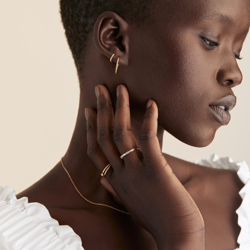 Mejuri Baguette Diamond Half Eternity Band - 14k Yellow Gold